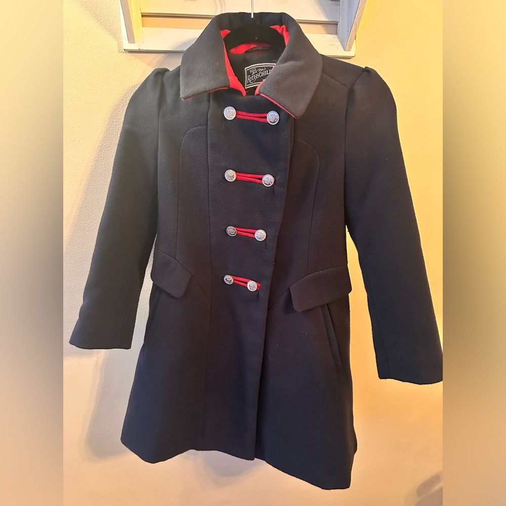 Rothschild size 7 navy/red girls coat
